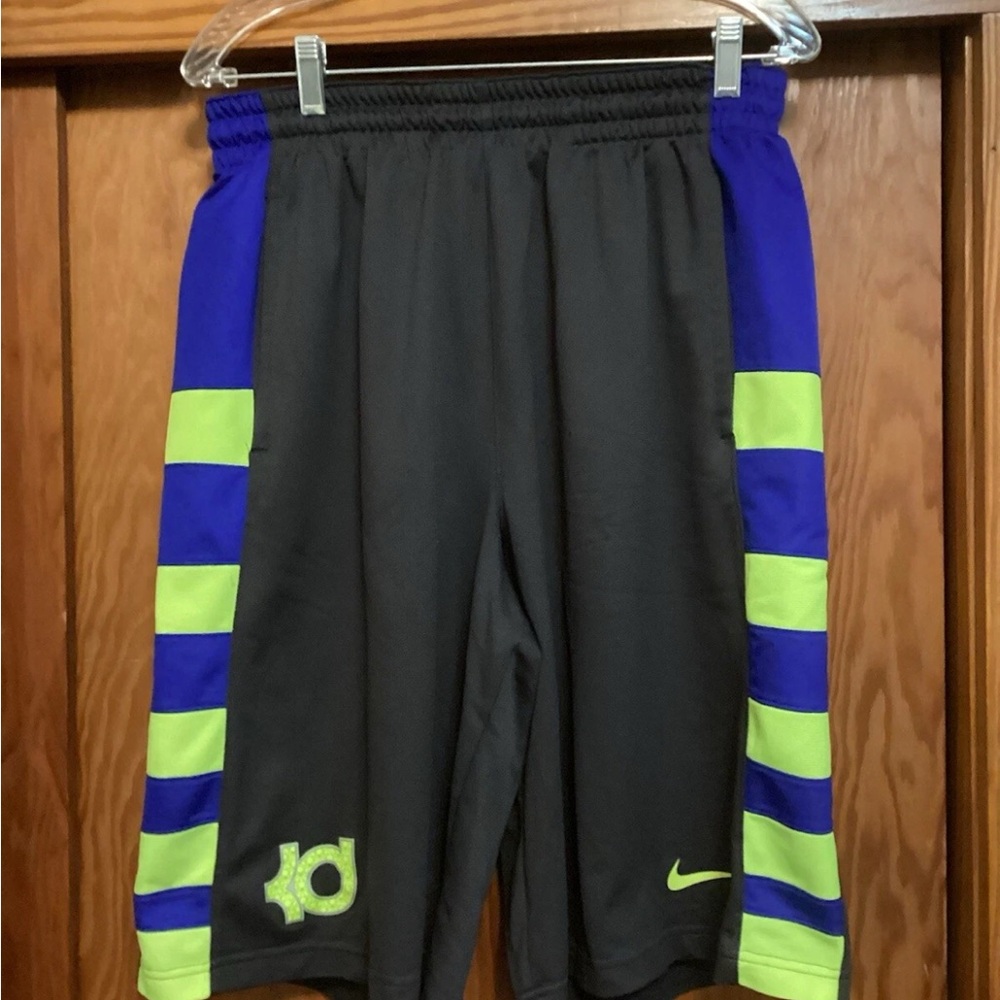 Nike KD Gray and Blue Shorts with Green Accents‎